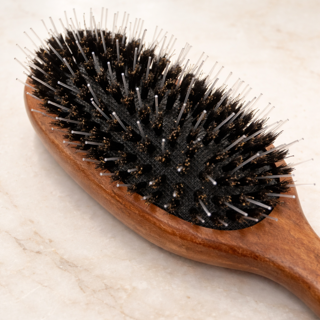 Kartac na vlasy s kančími štětinami ze santalového dřeva PAN HŘEBEN - bez kulicek